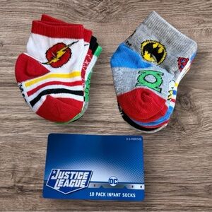 Batman, Superman, and Justice League 10 Pair Infant Sock Set 0-6 Months - NEW